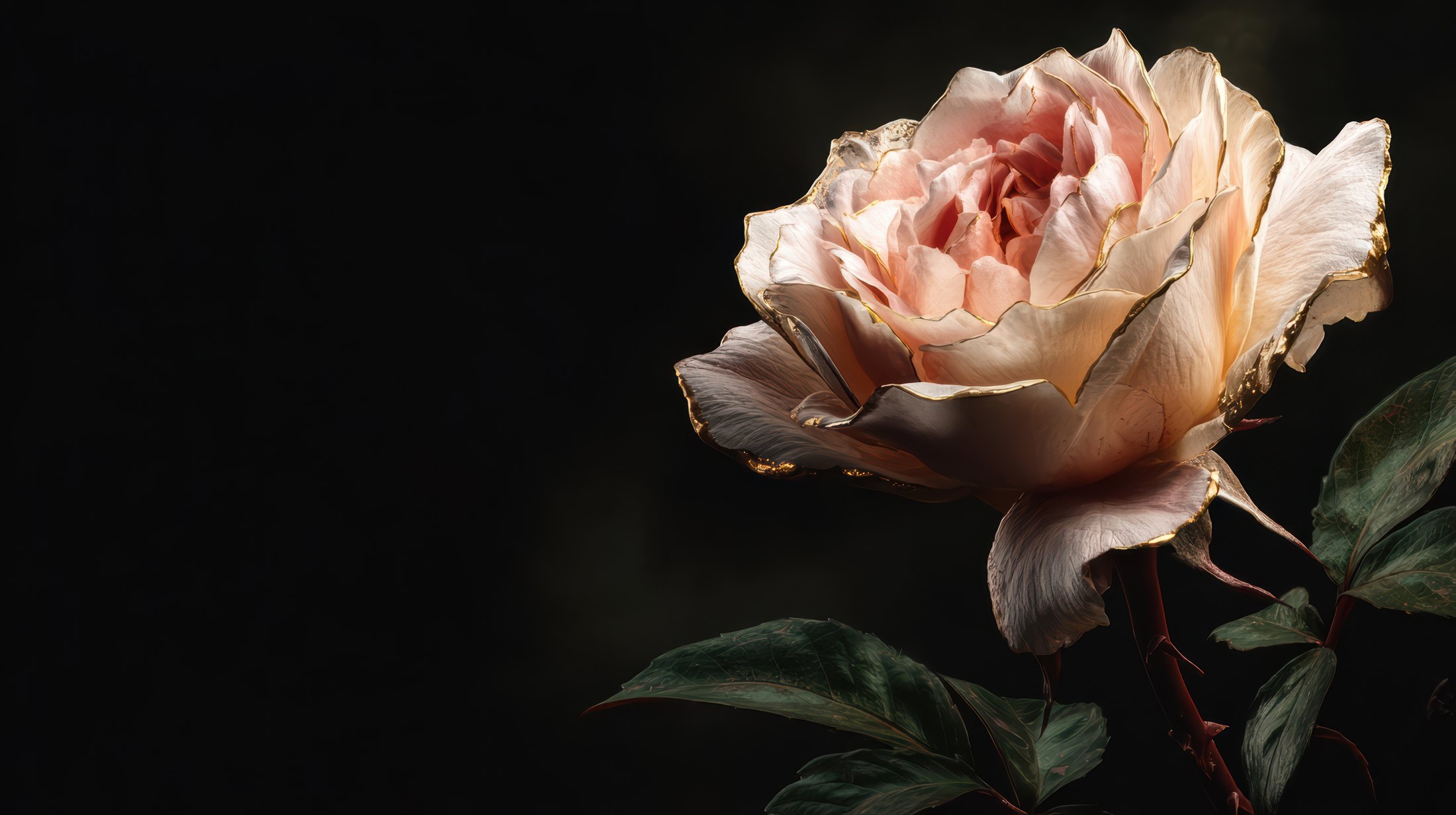 Champagne rose with gold edges